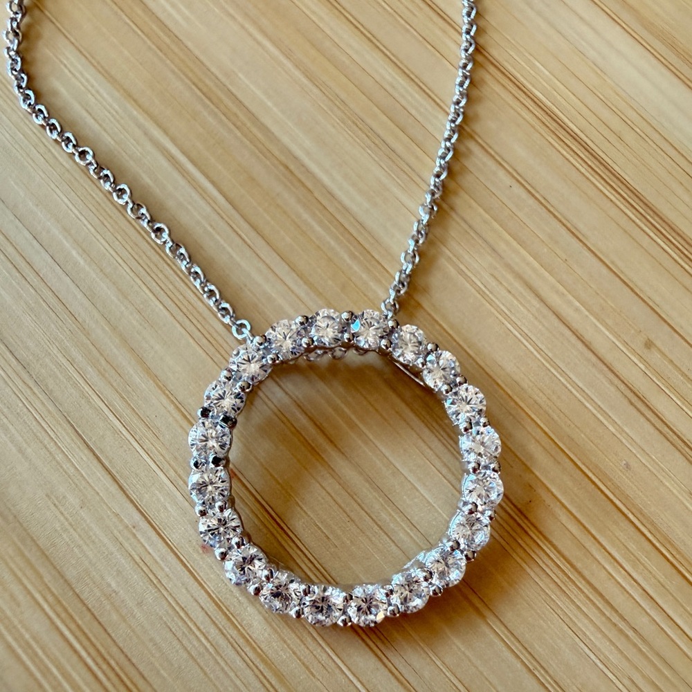 Dazzling Silver & CZ Circle Necklace
